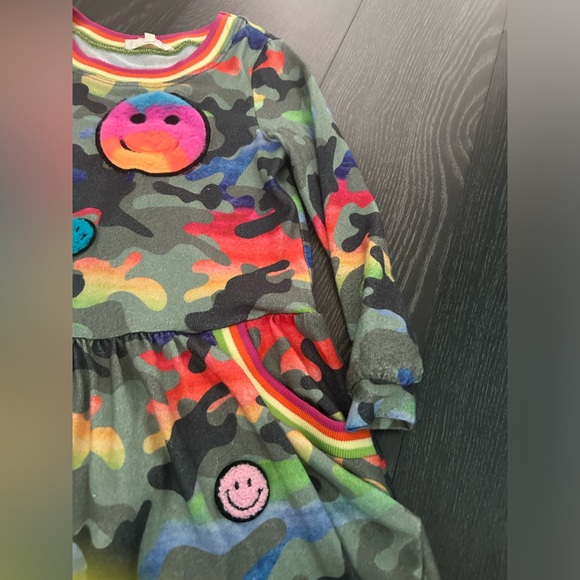 Truly Me Camo Smiley Face Long Sleeve Knit Dress, Girls Size 6 - Picture 3 of 6